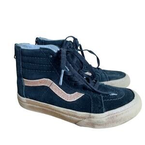 Vans black suede gold sparkle high top sneakers 13 kids